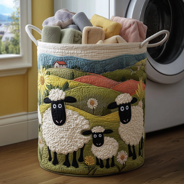 Cozy Sheep Quilted Laundry Basket