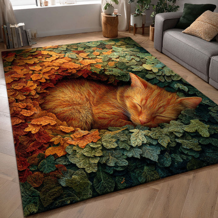 Cozy Sleeping Cat Area Rug
