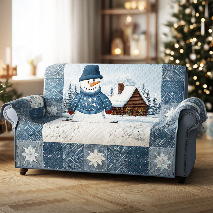 Cozy Snow Village Quilted Sofa Cover