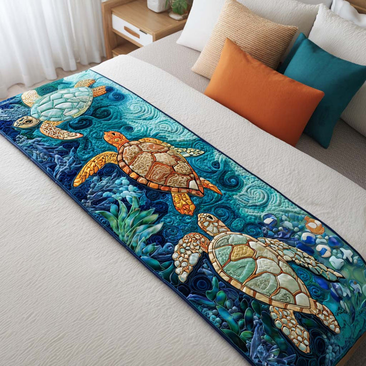 Turtle Quilted Bed Runner