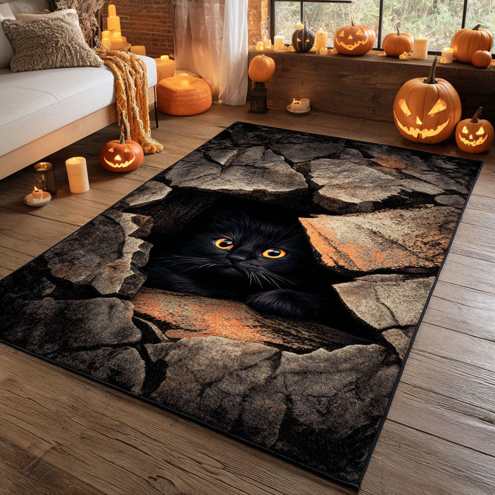 Cracked Ground Cat Area Rug