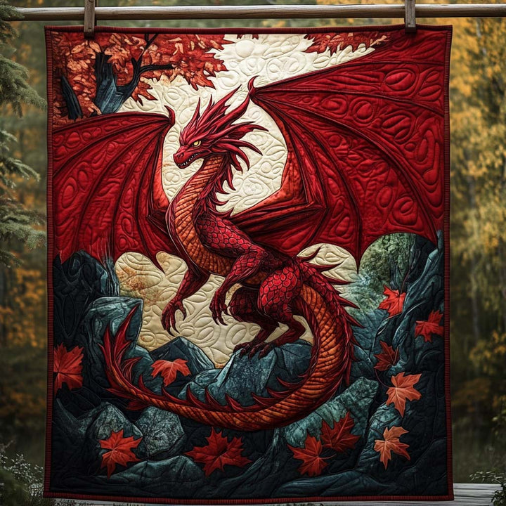 Crimson Blaze Quilted Blanket