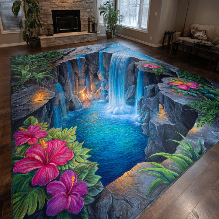 Crimson Cascades Area Rug