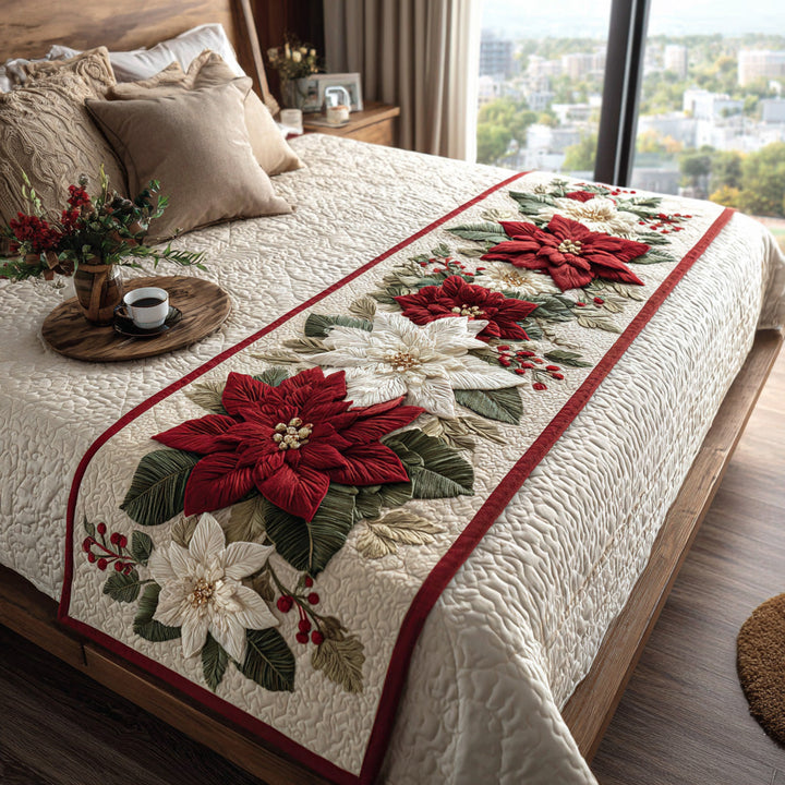 Crimson Joy Quilted Bed Runner