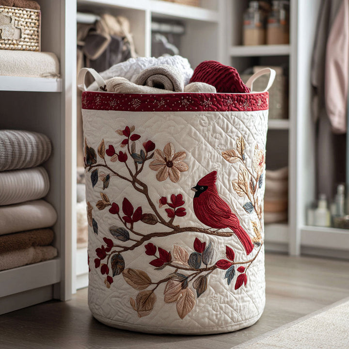 Crimson Leaves Quilted Laundry Basket