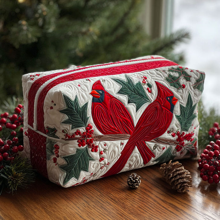 Crimson Song Quilted Makeup Bag