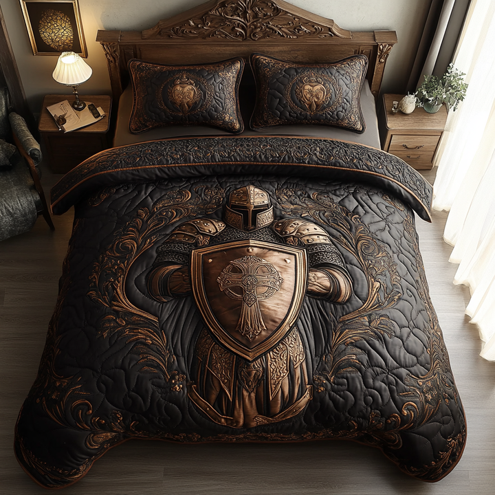 Crusader Knight 3-Piece Quilted Bedding Set