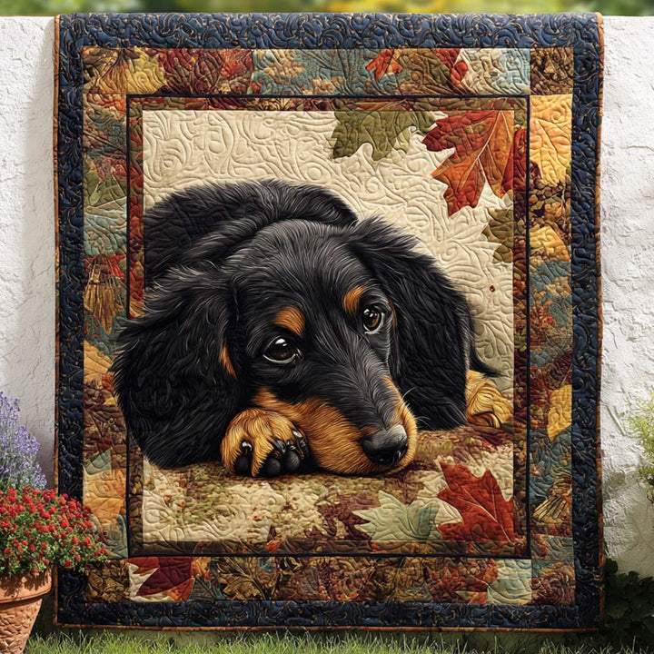Dachshund Fall Parade Quilted Blanket
