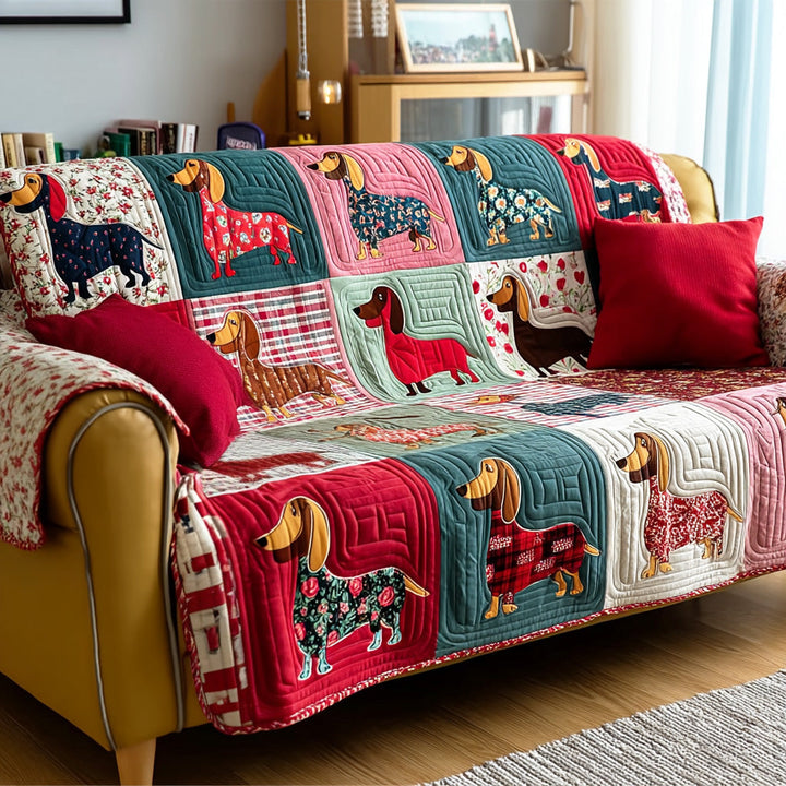 Dachshund Love Quilted Sofa Cover