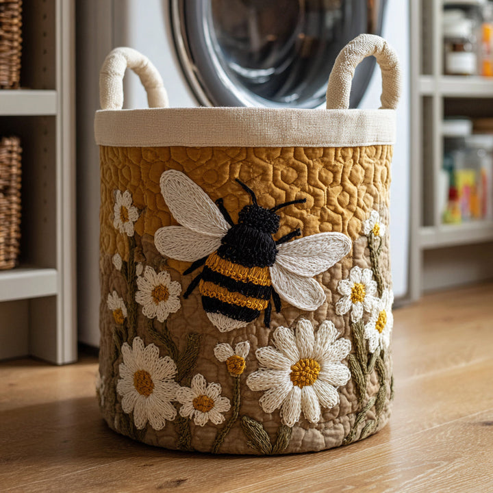 Daisy Bee Quilted Laundry Basket