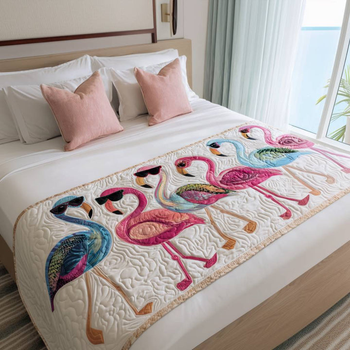 Dance of the Flamingo Quilted Bed Runner