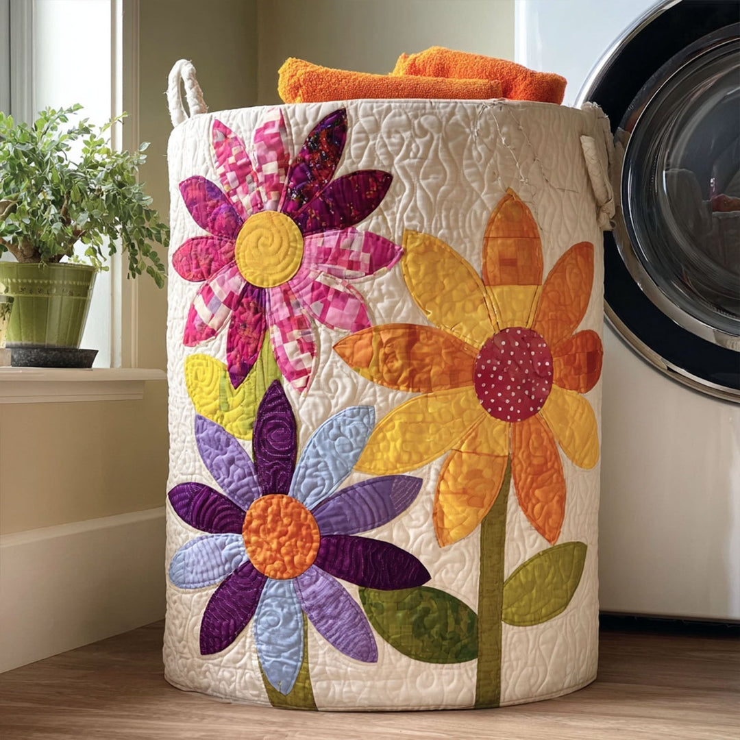 Flower Quilted Laundry Basket