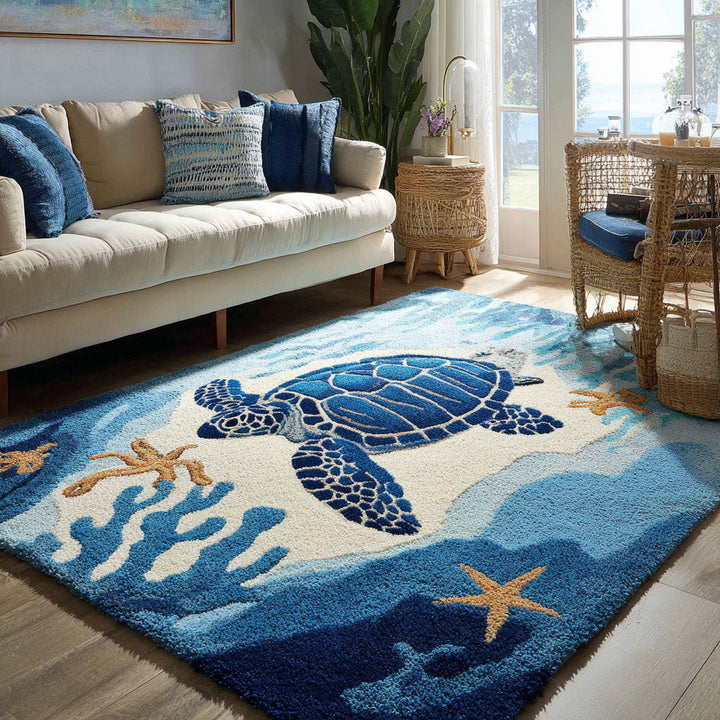Deep Blue Turtle Area Rug
