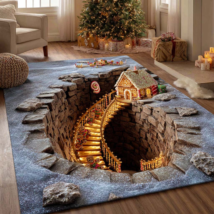 Deep Winter Cabin Descent Area Rug
