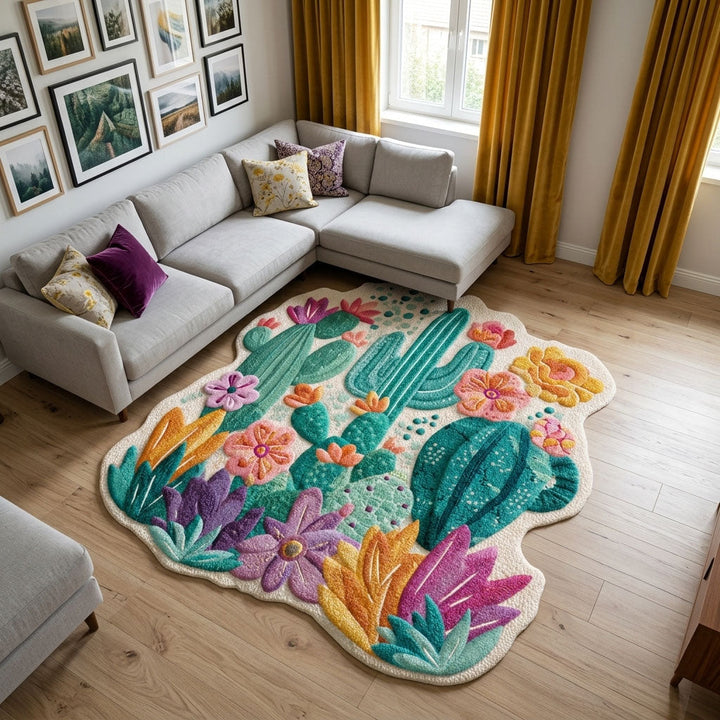 Desert Bloom Custom Shape Area Rug