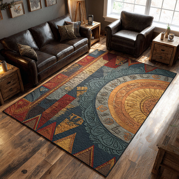 Desert Feather Circle Area Rug