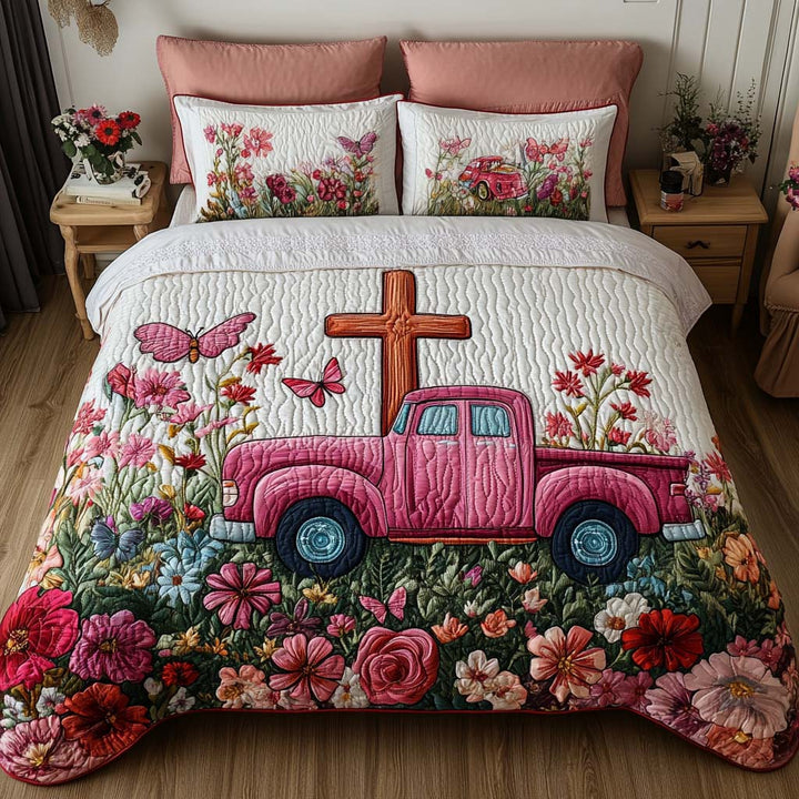 Cross 3-Piece Quilted Bedding Set