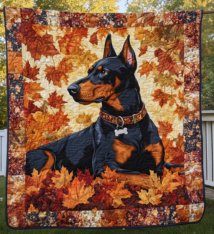 Doberman Watch Quilted Blanket