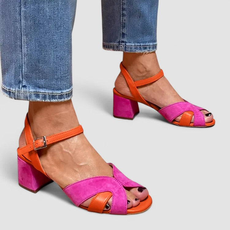 Lorette - sandals in a combination of colours and a comfortable heel