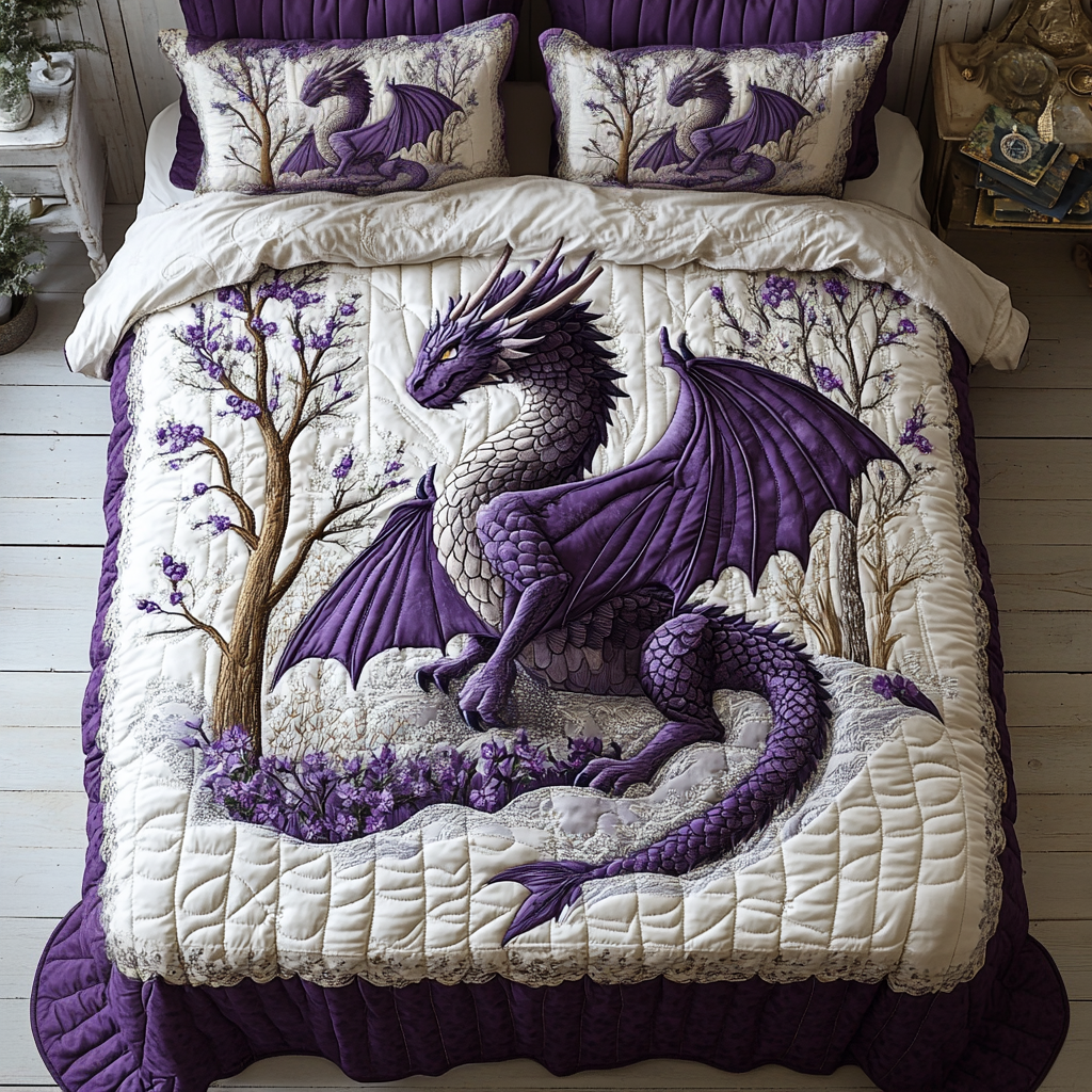 Dragon 3-Piece Quilted Bedding Set