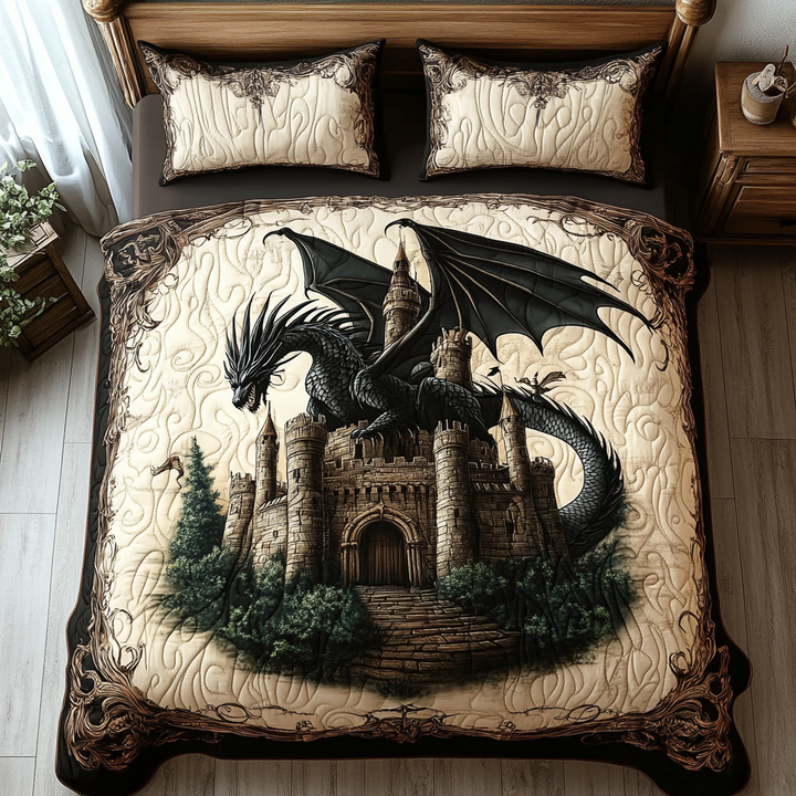 Dragon 3-Piece Quilted Bedding Set