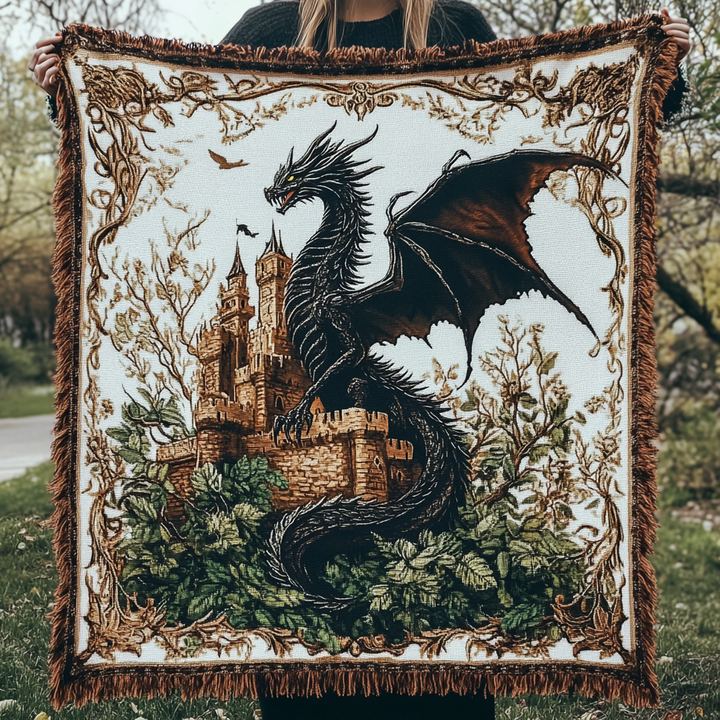 Dragon Fortress Woven Sofa Blanket