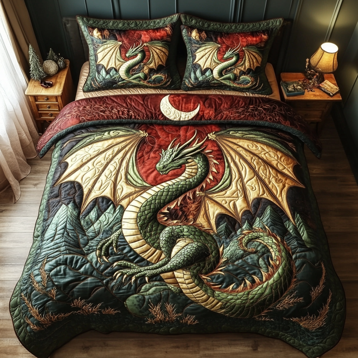Dragon 3-Piece Quilted Bedding Set