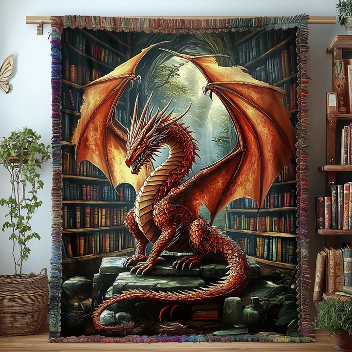 Dragon Literature Woven Sofa Blanket