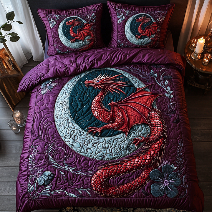 Dragon 3-Piece Quilted Bedding Set