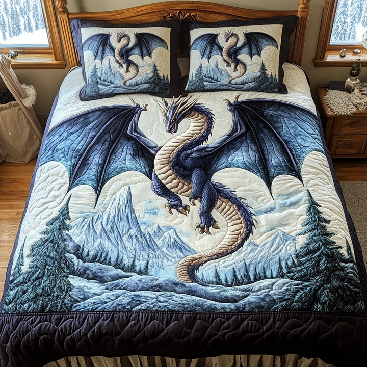 Dragon Crest 3-Piece Quilted Bedding Set