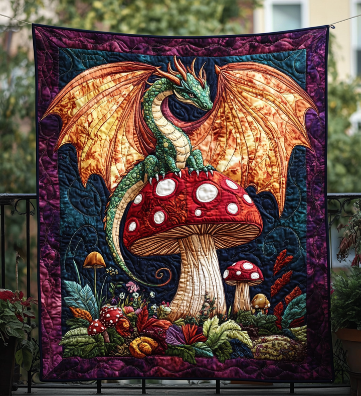 Dragon Shroom Quilted Blanket