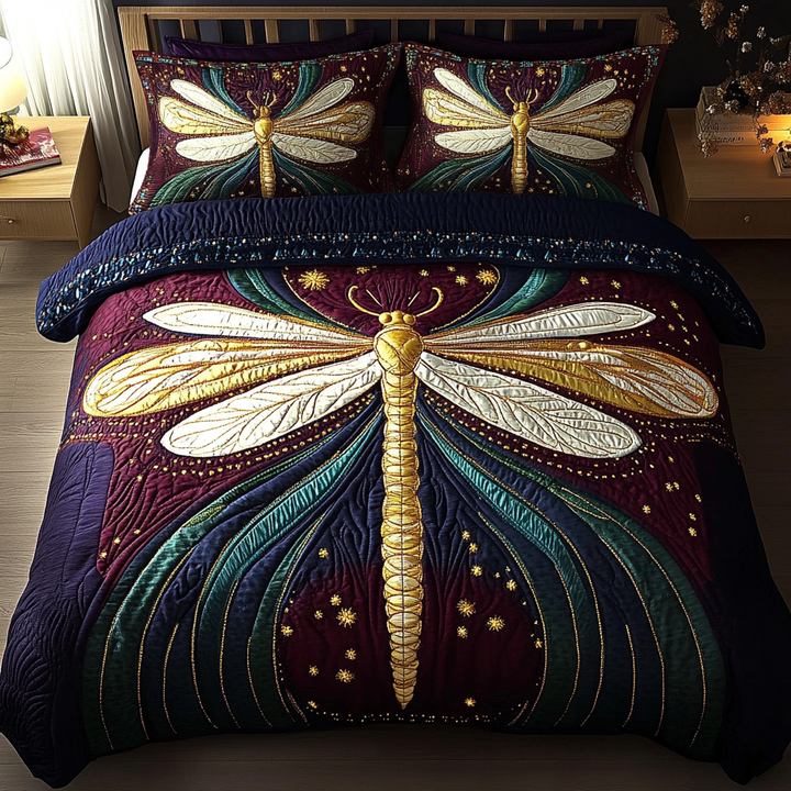 Dragonfly Dreams 3-Piece Quilted Bedding Set