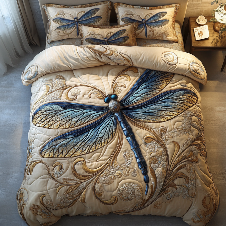 Dragonfly Flight 3-Piece Quilted Bedding Set