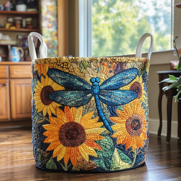 Dragonfly Garden Quilted Laundry Basket
