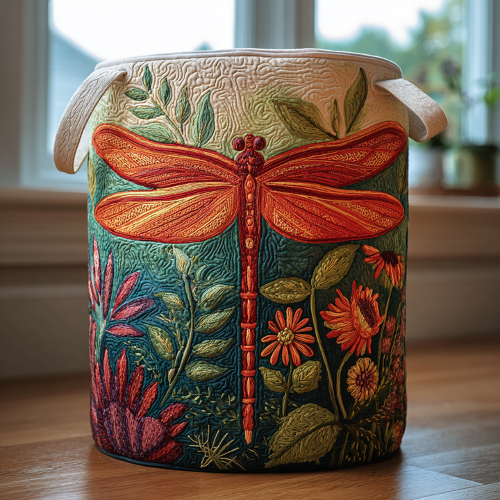 Dragonfly Grace Quilted Laundry Basket
