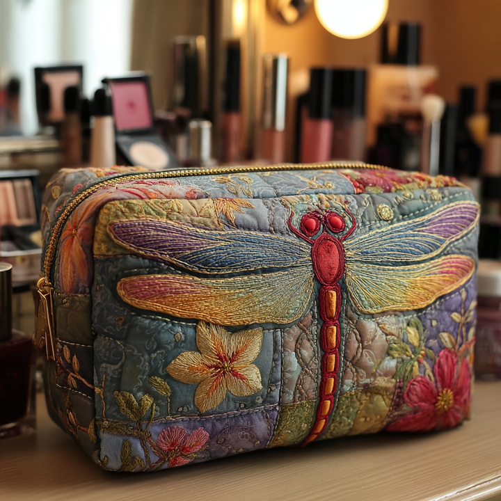 Dragonfly Meadow Quilted Makeup Bag