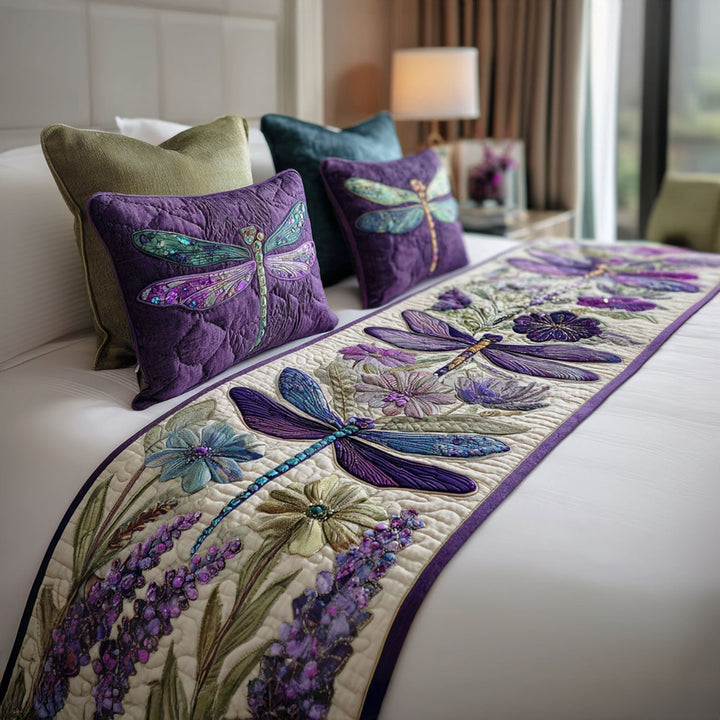 Dragonfly Trail Quilted Bed Runner