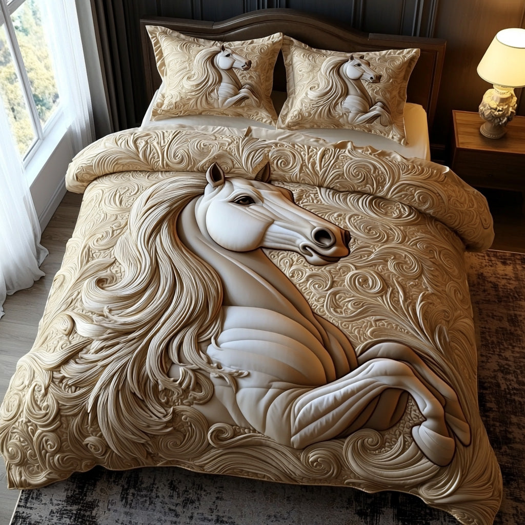Horse 3-Piece Quilted Bedding Set