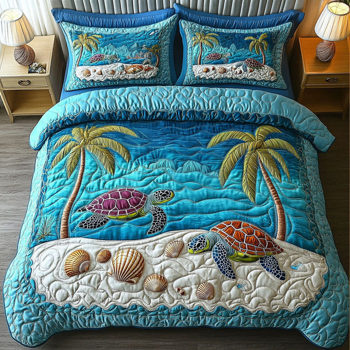 Turtle 3-Piece Quilted Bedding Set