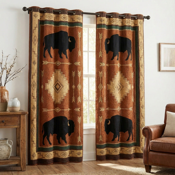 Earthbound Buffalo Quilted Curtains