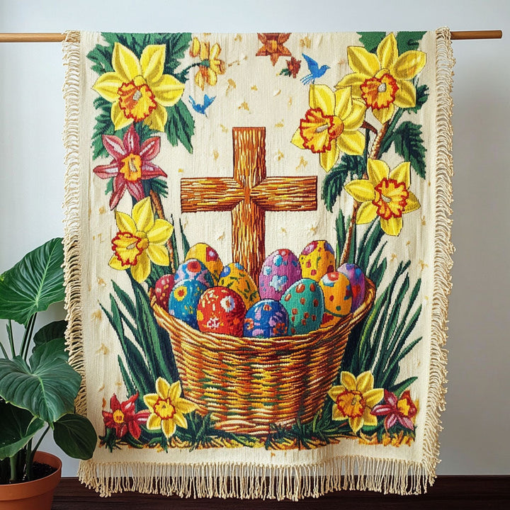 Easter Cross Woven Sofa Blanket