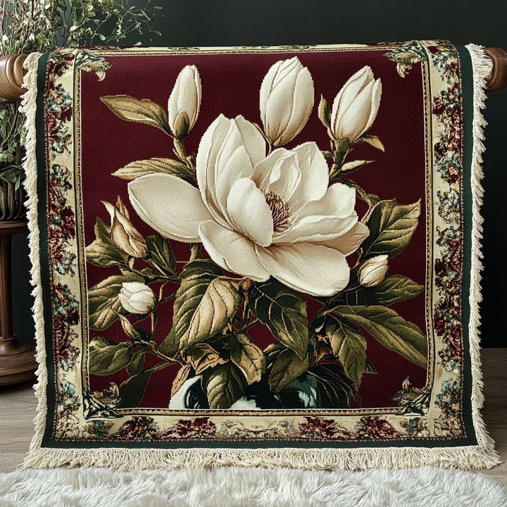 Elegant Magnolia Woven Sofa Blanket