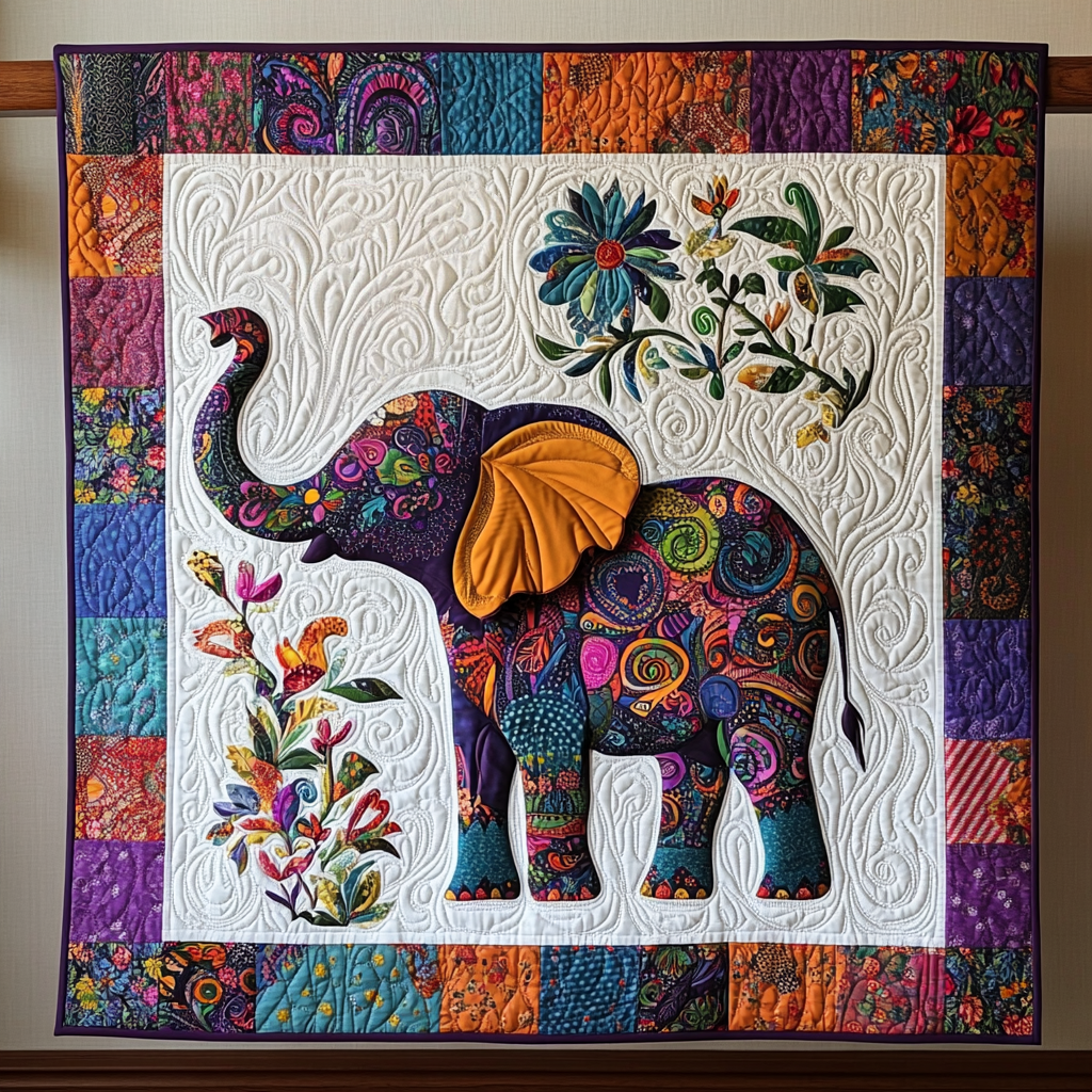 Elephant Jubilee Quilted Blanket