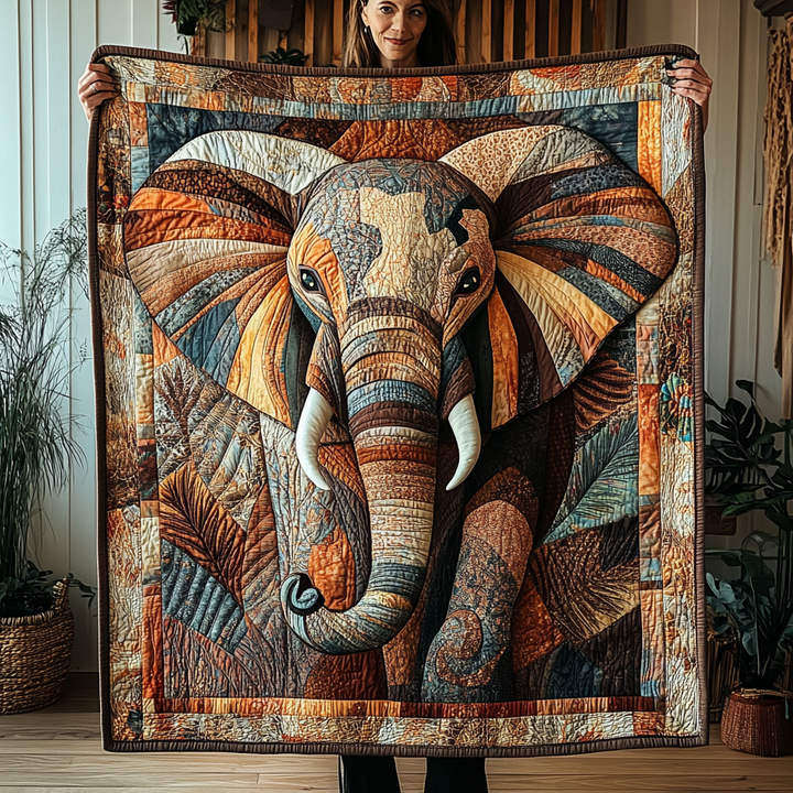 Elephant Echoes Quilted Blanket