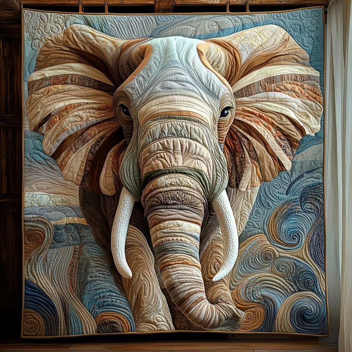 Elephant Regal March Quilted Blanket