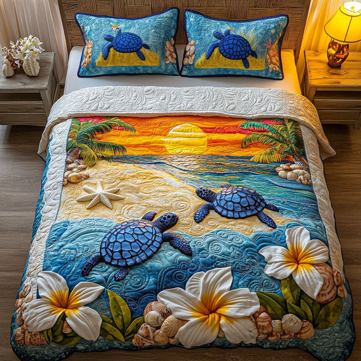 Turtle 3-Piece Quilted Bedding Set