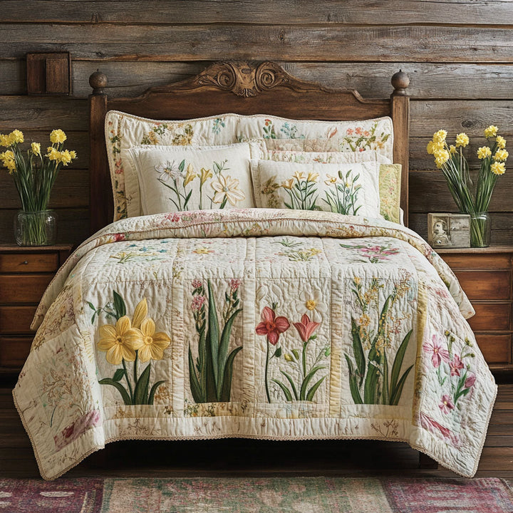 Enchanted Garden 3-Piece Quilted Bedding Set
