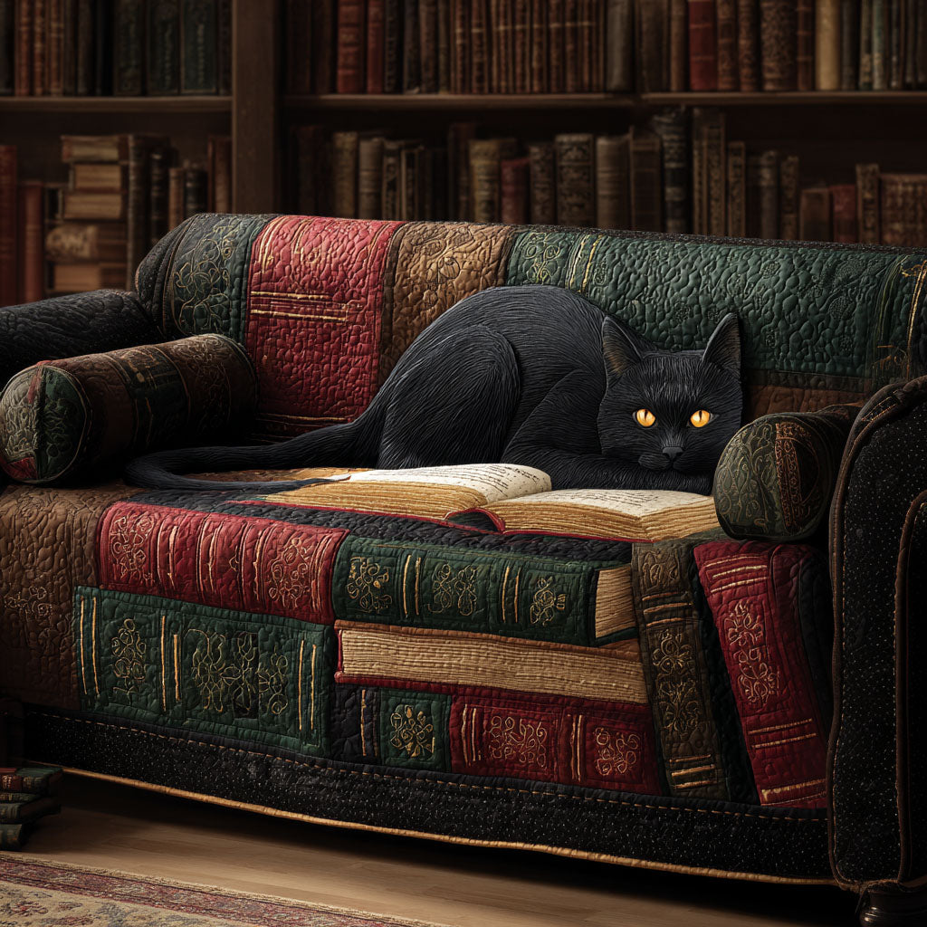 Reading Cat Quilted Sofa Cover