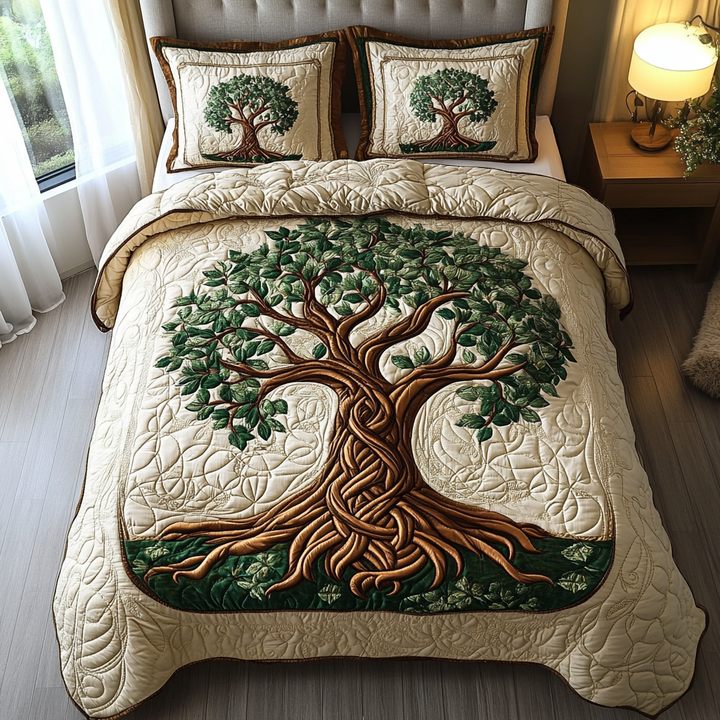 Eternal Roots 3-Piece Quilted Bedding Set