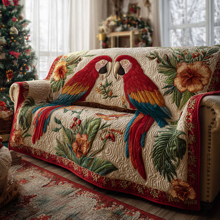Eternal Parrot Muse Quilted Sofa Cover